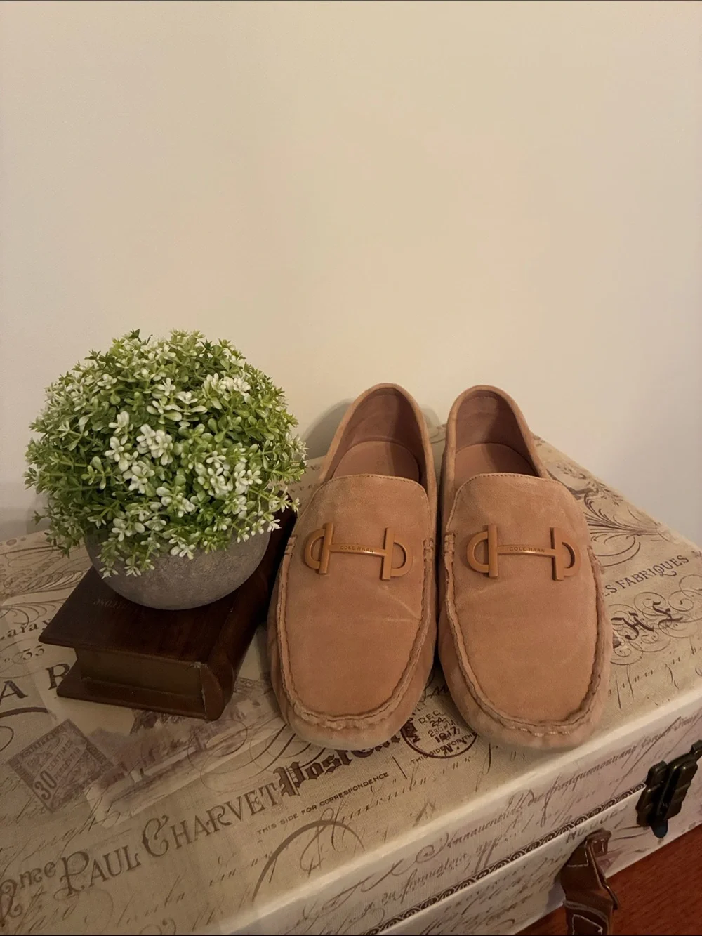 Cole Haan Tan Suede Bit-Trim Loafers